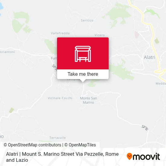Alatri | Mount S. Marino Street Via Pezzelle map