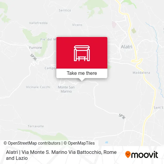 Alatri | Monte S. Marino Street Battocchio Street map