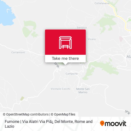 Fumone | Via Alatri Via Piã¿ Del Monte map