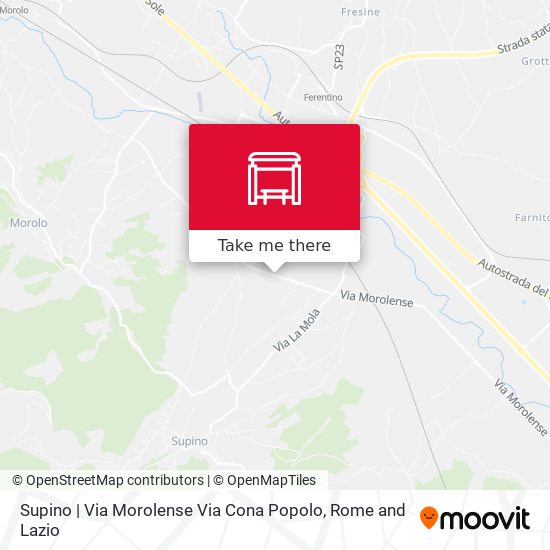Supino | Via Morolense Via Cona Popolo map