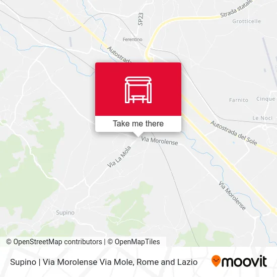Supino | Via Morolense Via Mole map