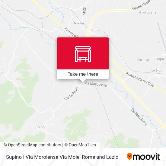 Supino | Via Morolense Via Mole map