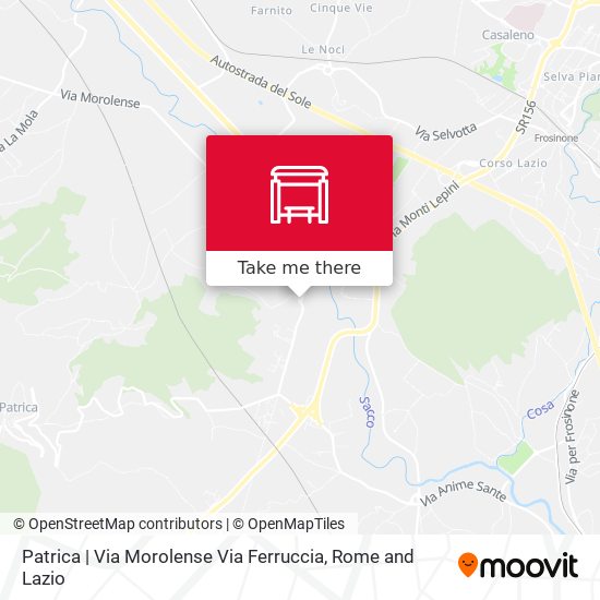 Patrica | Via Morolense Via Ferruccia map