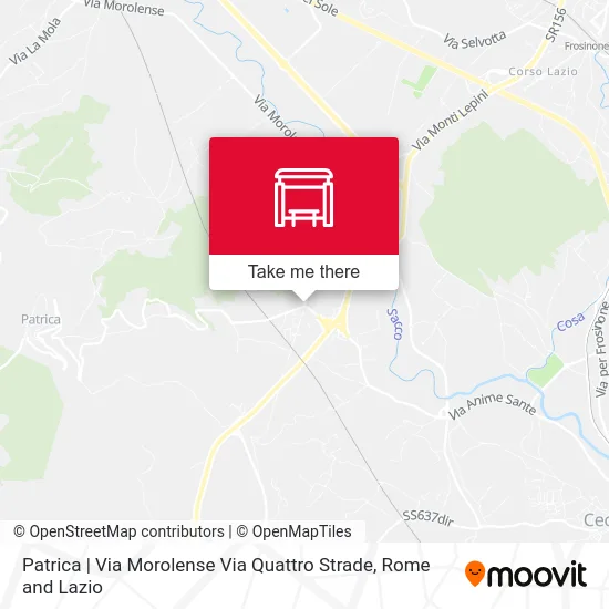 Patrica | Via Morolense Via Quattro Strade map
