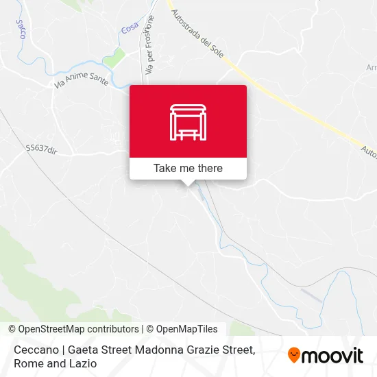 Ceccano | Gaeta Street Madonna Grazie Street map