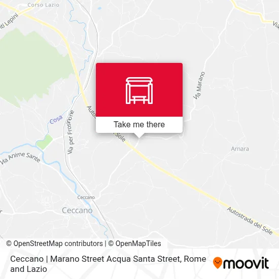 Ceccano | Marano Street Acqua Santa Street map