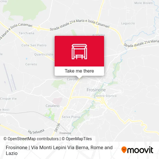 Frosinone - Via Monti Lepini Via Berna map