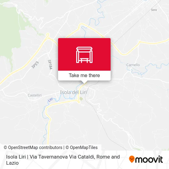 Isola Liri | Tavernanova Road Cataldi Road map