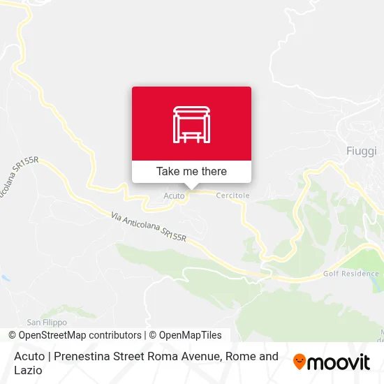 Acuto | Prenestina Street Roma Avenue map
