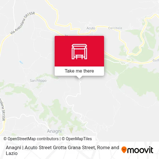 Anagni | Acuto Street Grotta Grana Street map