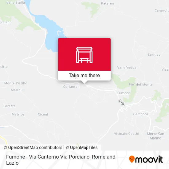 Fumone | Canterno Road Porciano Road map