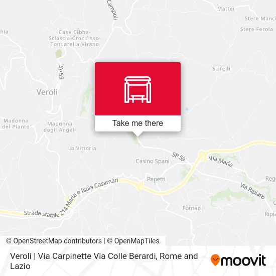 Veroli | Via Carpinette Via Colle Berardi map