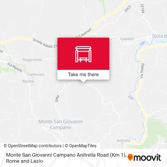 Monte San Giovanni Campano Anitrella Road (Km 1) map