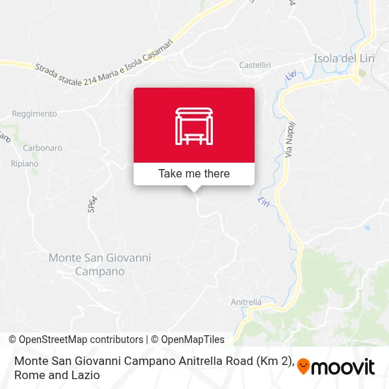 Monte San Giovanni Campano Anitrella Road (Km 2) map