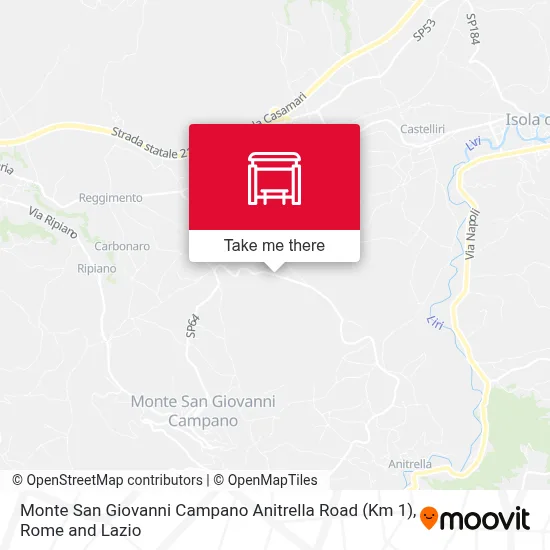 Monte San Giovanni Campano Anitrella Road (Km 1) map