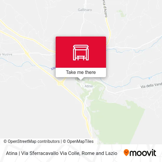 Atina | Sferracavallo Road Via Colle map