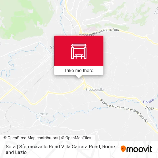 Sora | Sferracavallo Road Villa Carrara Road map