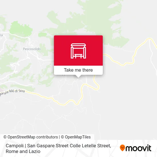 Campoli | San Gaspare Street Colle Letelle Street map