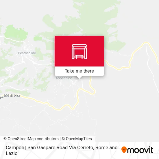 Campoli | San Gaspare Road Via Cerreto map