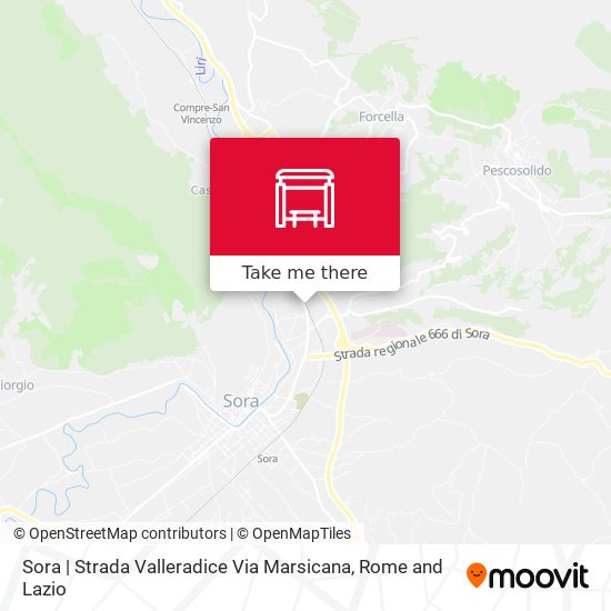 Sora | Strada Valleradice Via Marsicana map