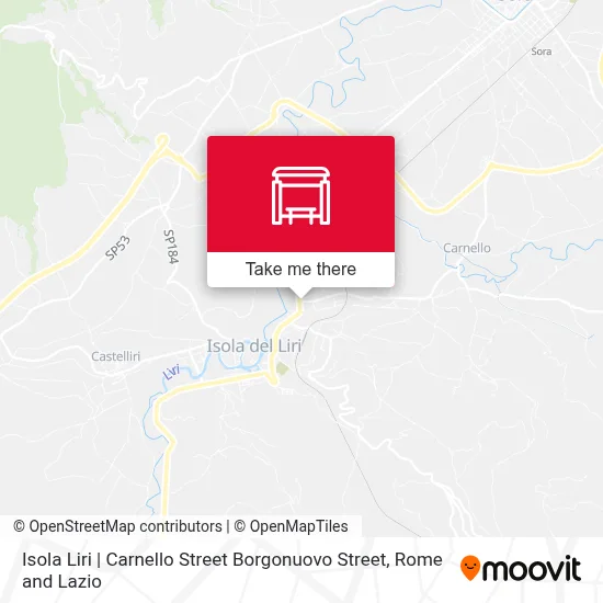 Isola Liri | Carnello Street Borgonuovo Street map