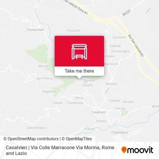 Casalvieri | Via Colle Marracone Via Morina map