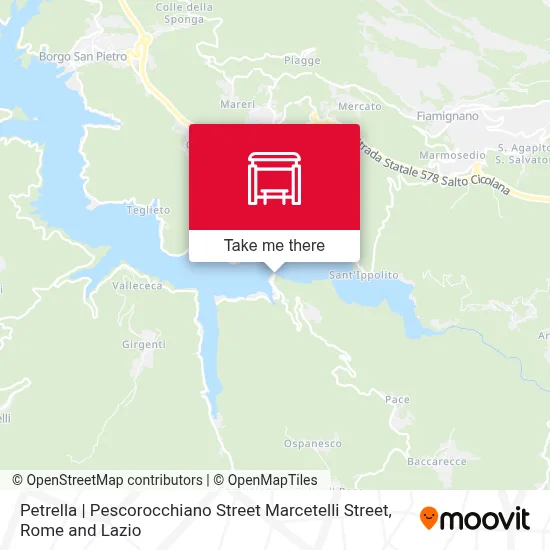 Petrella | Pescorocchiano Street Marcetelli Street map