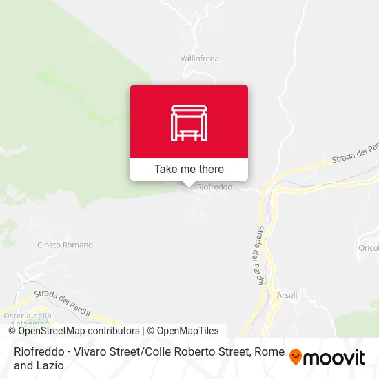 Riofreddo - Vivaro Street / Colle Roberto Street map