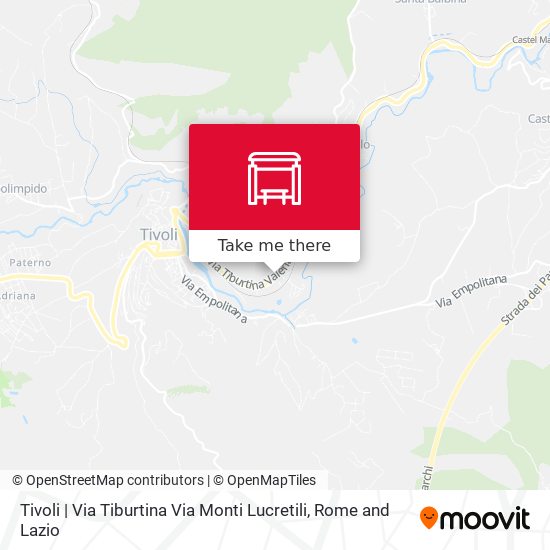 Tivoli | Via Tiburtina Via Monti Lucretili map