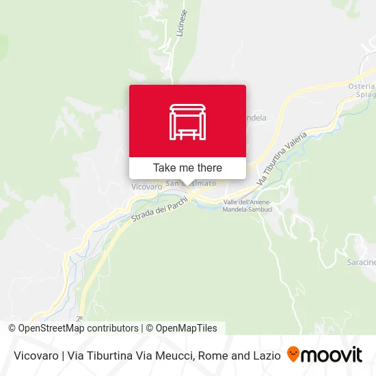 Tiburtina Street / Meucci Street - Vicovaro map