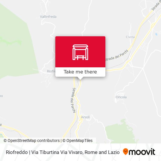 Riofreddo | Via Tiburtina Via Vivaro map