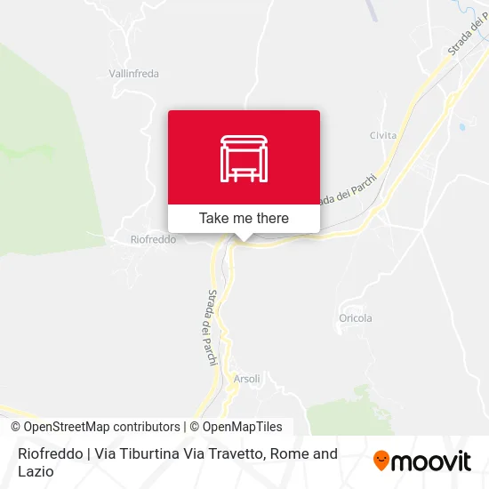 Riofreddo via Tiburtina via Travetto map
