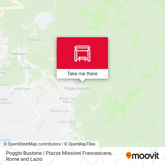 Poggio Bustone via Piazza Missioni Francescane map