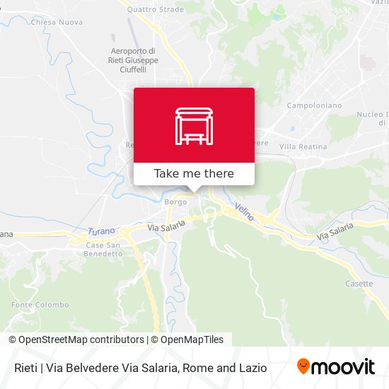 Rieti | Via Belvedere Via Salaria map