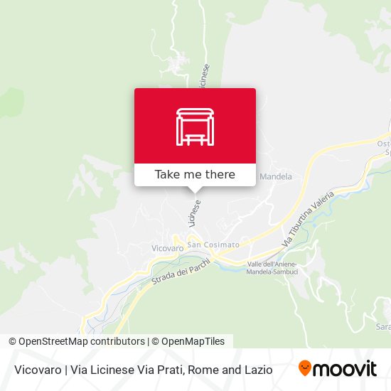 Vicovaro | Via Licinese Via Prati map