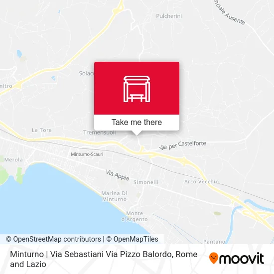 Minturno | Sebastiani Street Pizzo Balordo Street map