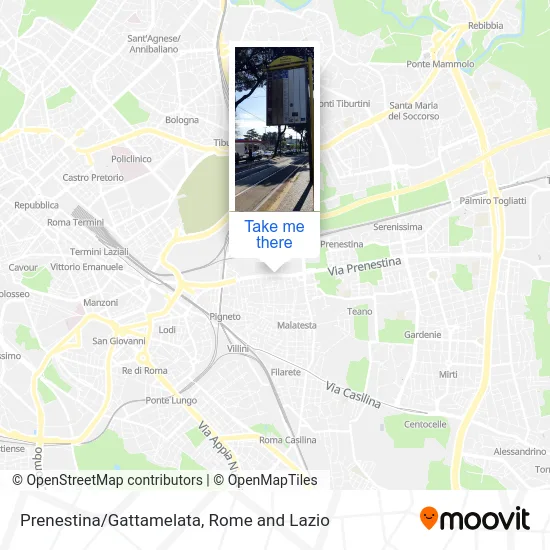 Prenestina/Gattamelata map