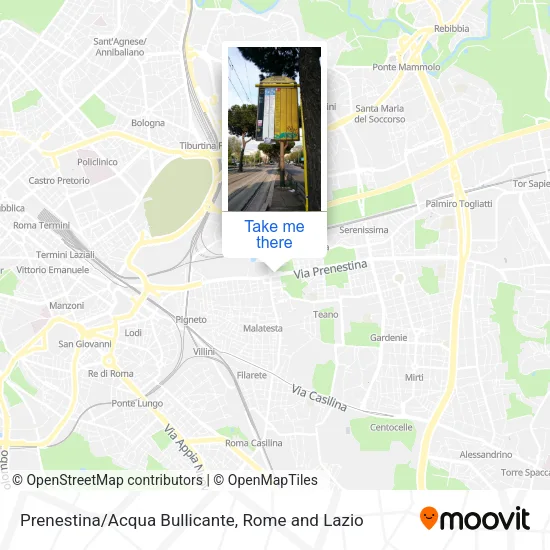 Prenestina/Acqua Bullicante map