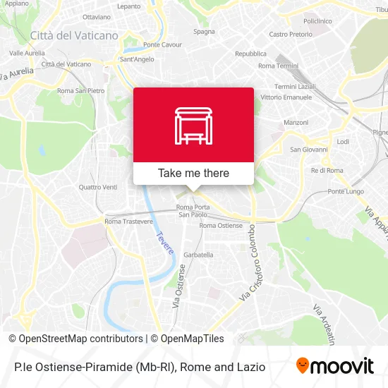 Piazzale Ostiense-Piramide (Metro B-Rail Line) map