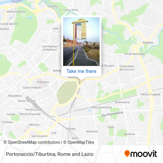 Portonaccio/Tiburtina map
