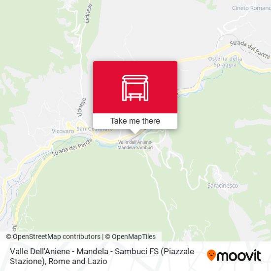 Valle Dell'Aniene - Mandela - Sambuci FS (Piazzale Stazione) map