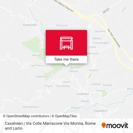 Casalvieri | Via Colle Marracone Via Morina map