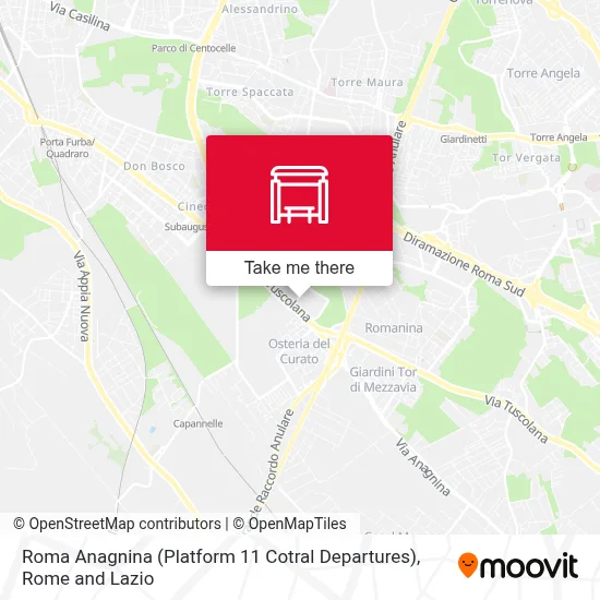 Roma Anagnina (Platform 11 Cotral Departures) map