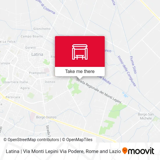 Latina | Monti Lepini Street Podere Street map