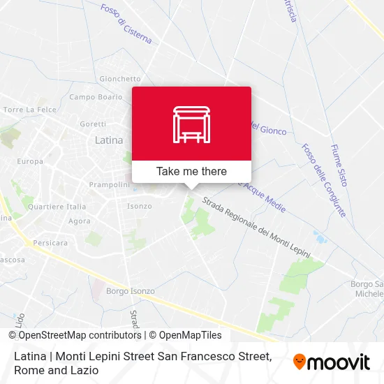 Latina | Monti Lepini Street San Francesco Street map
