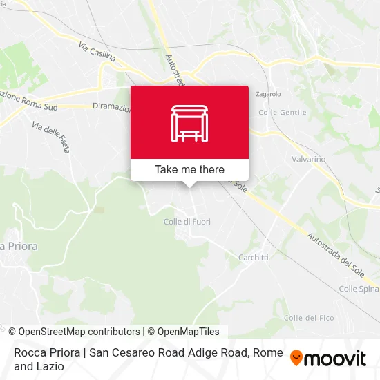 Rocca Priora | San Cesareo Road Adige Road map