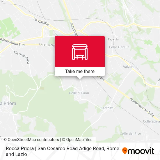 Rocca Priora | San Cesareo Road Adige Road map