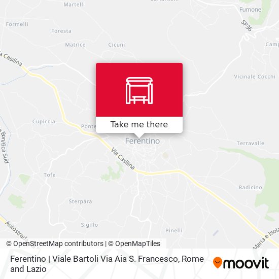 Ferentino | Viale Bartoli Via Aia S. Francesco map