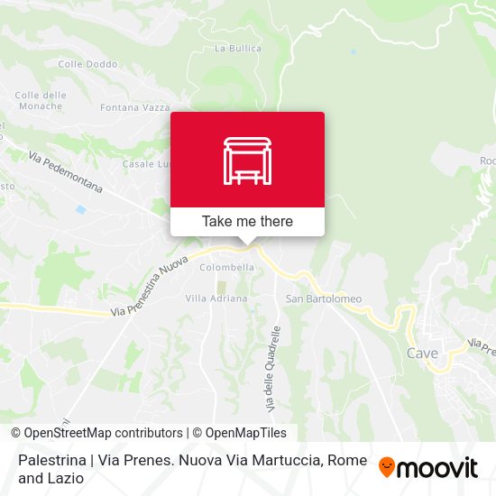 Palestrina | Via Prenes. Nuova Via Martuccia map