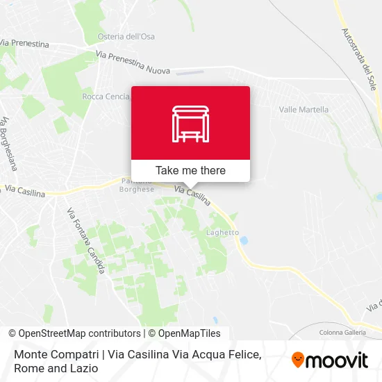 Monte Compatri | Casilina Street Acqua Felice Street map